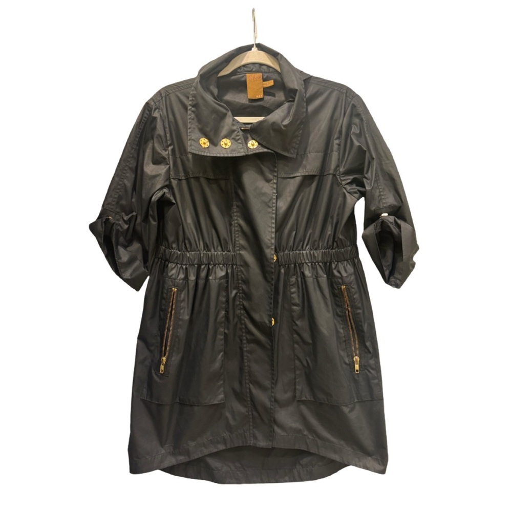 Ali Ro Black Lightweight Utility Jacket/ Rain Coat Size 6, detachable hood 🖤